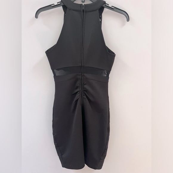 Sexy Black Bodycon Dress with Mesh Cutouts - Picture 2 of 7
